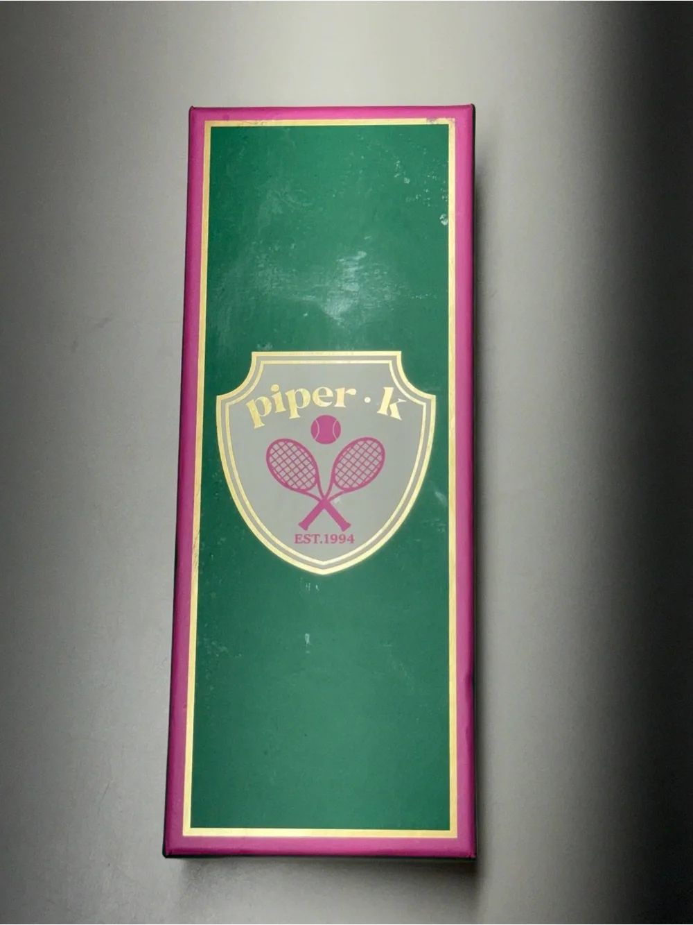 Piper Green & Pink Tennis Heart Keychain Bag Charm with Gold Heart